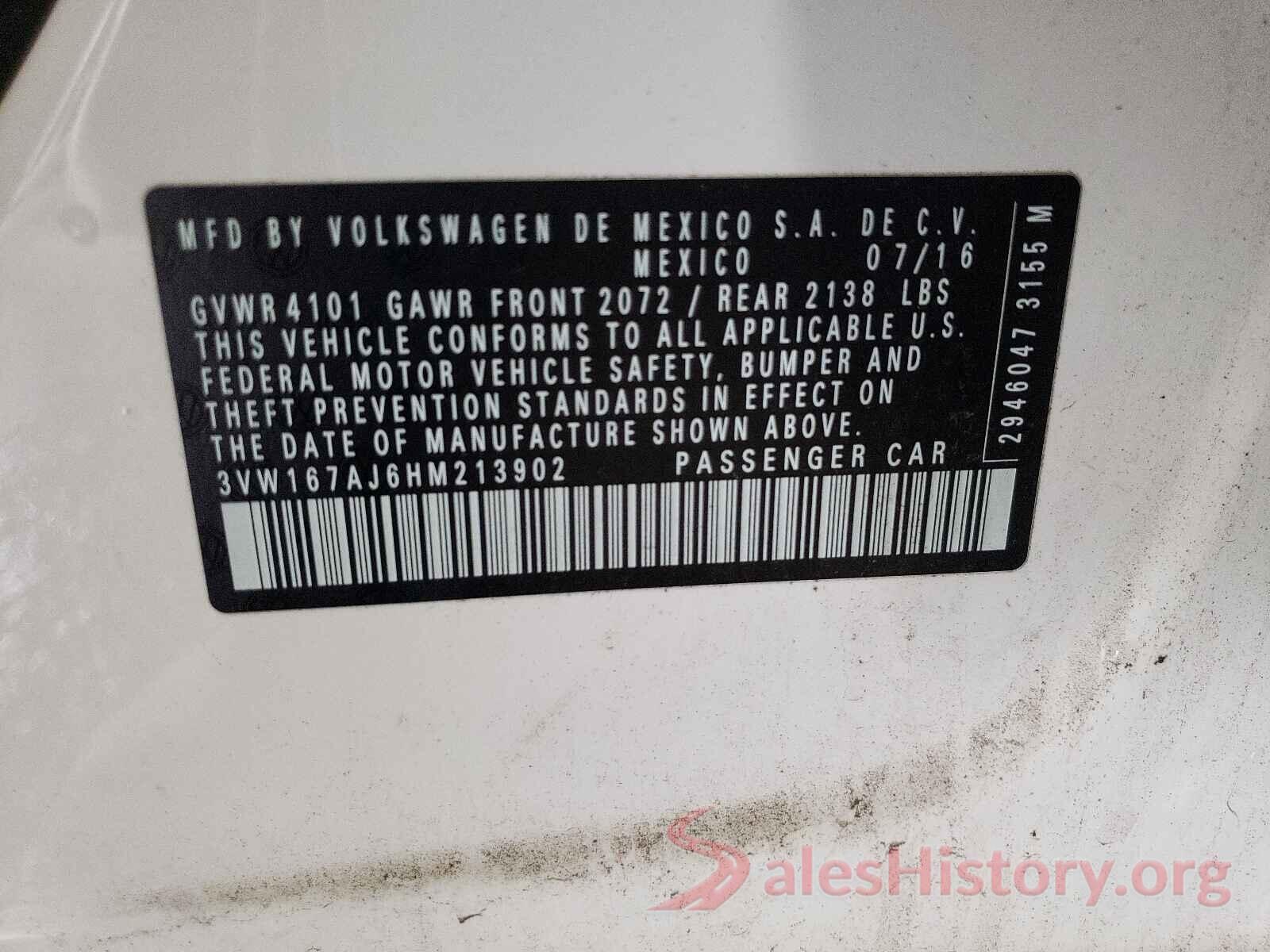 3VW167AJ6HM213902 2017 VOLKSWAGEN JETTA