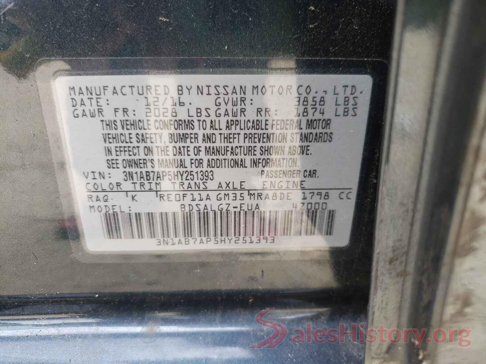 3N1AB7AP5HY251393 2017 NISSAN SENTRA