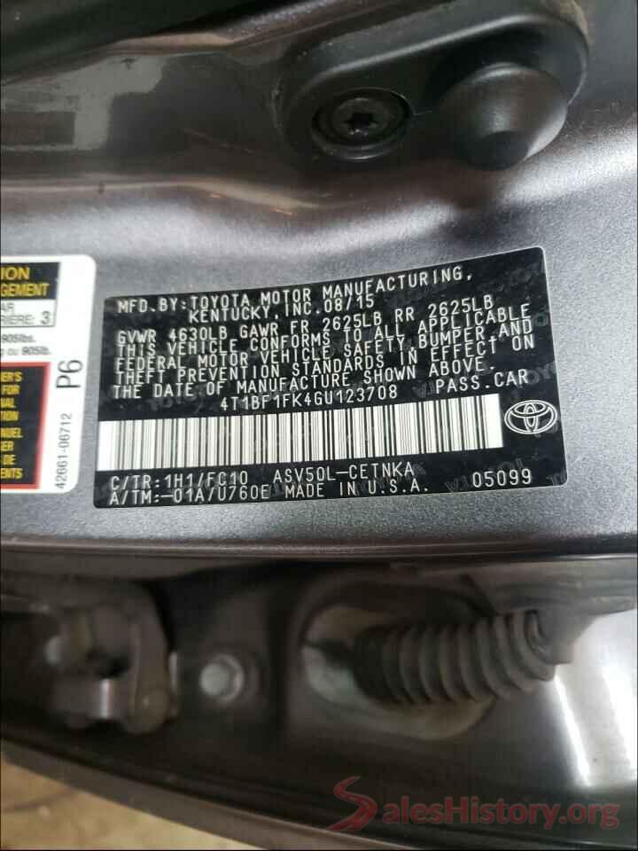 4T1BF1FK4GU123708 2016 TOYOTA CAMRY