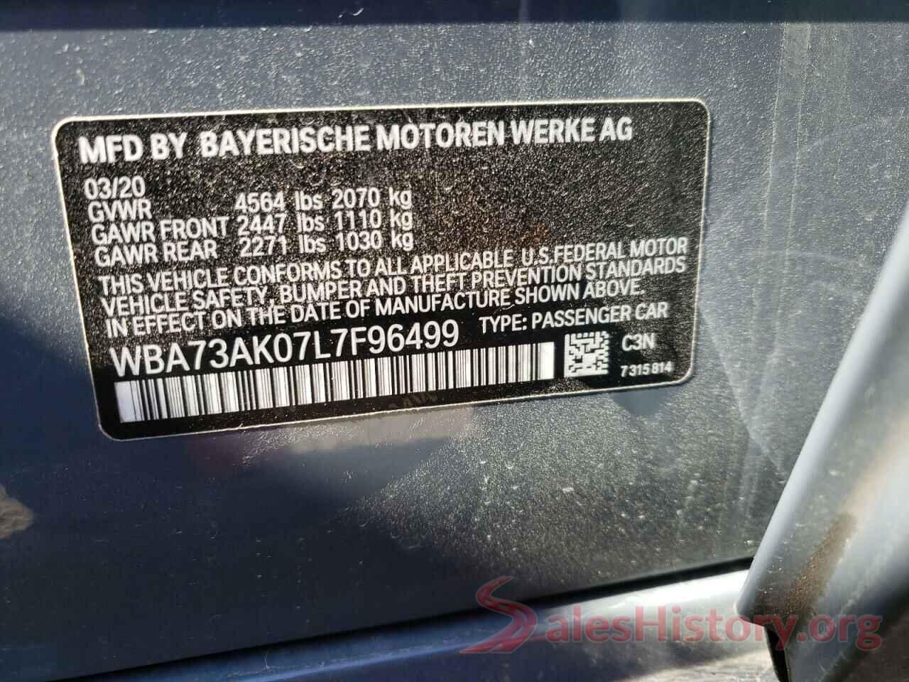 WBA73AK07L7F96499 2020 BMW 2 SERIES