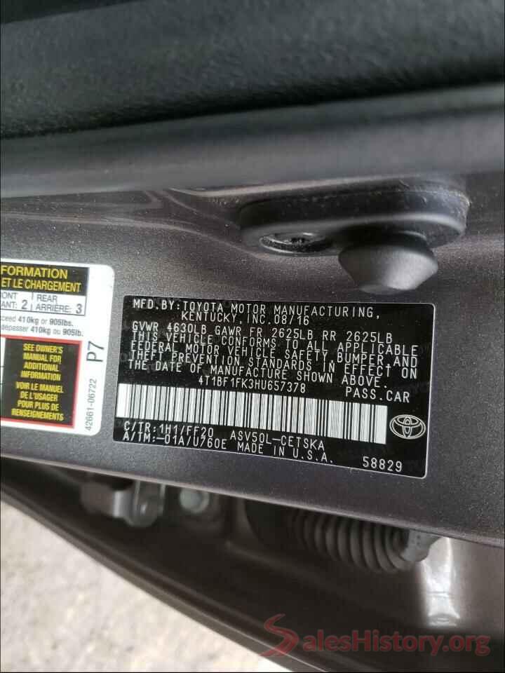 4T1BF1FK3HU657378 2017 TOYOTA CAMRY