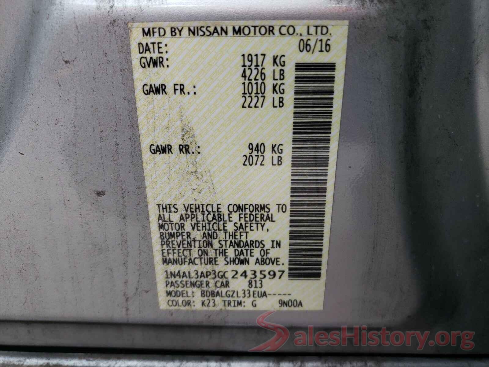 1N4AL3AP3GC243597 2016 NISSAN ALTIMA