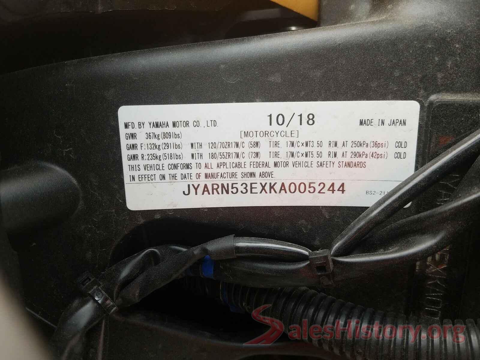 JYARN53EXKA005244 2019 YAMAHA MT09