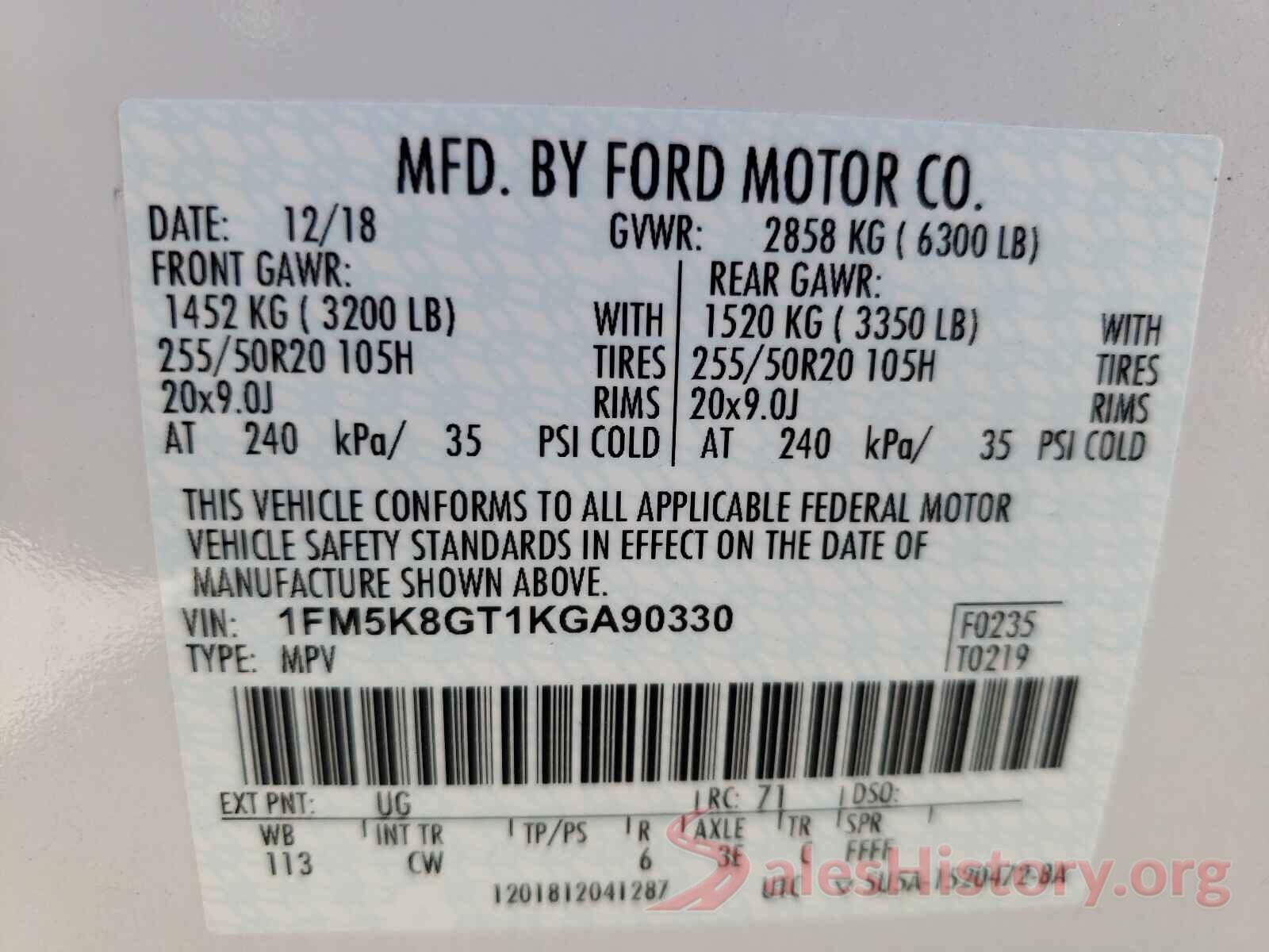 1FM5K8GT1KGA90330 2019 FORD EXPLORER