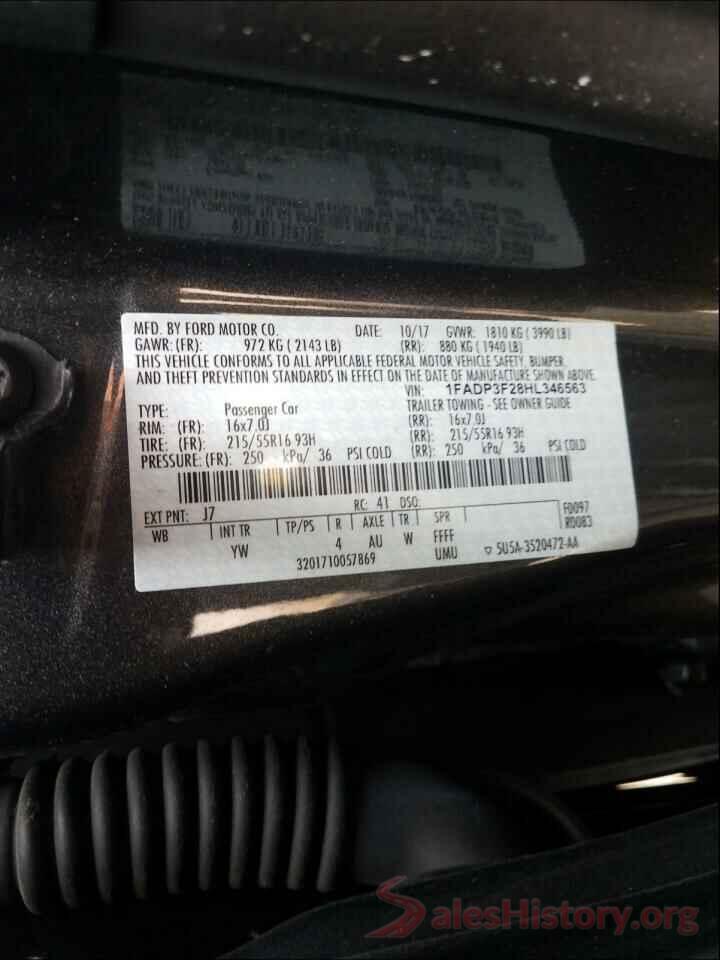 1FADP3F28HL346563 2017 FORD FOCUS