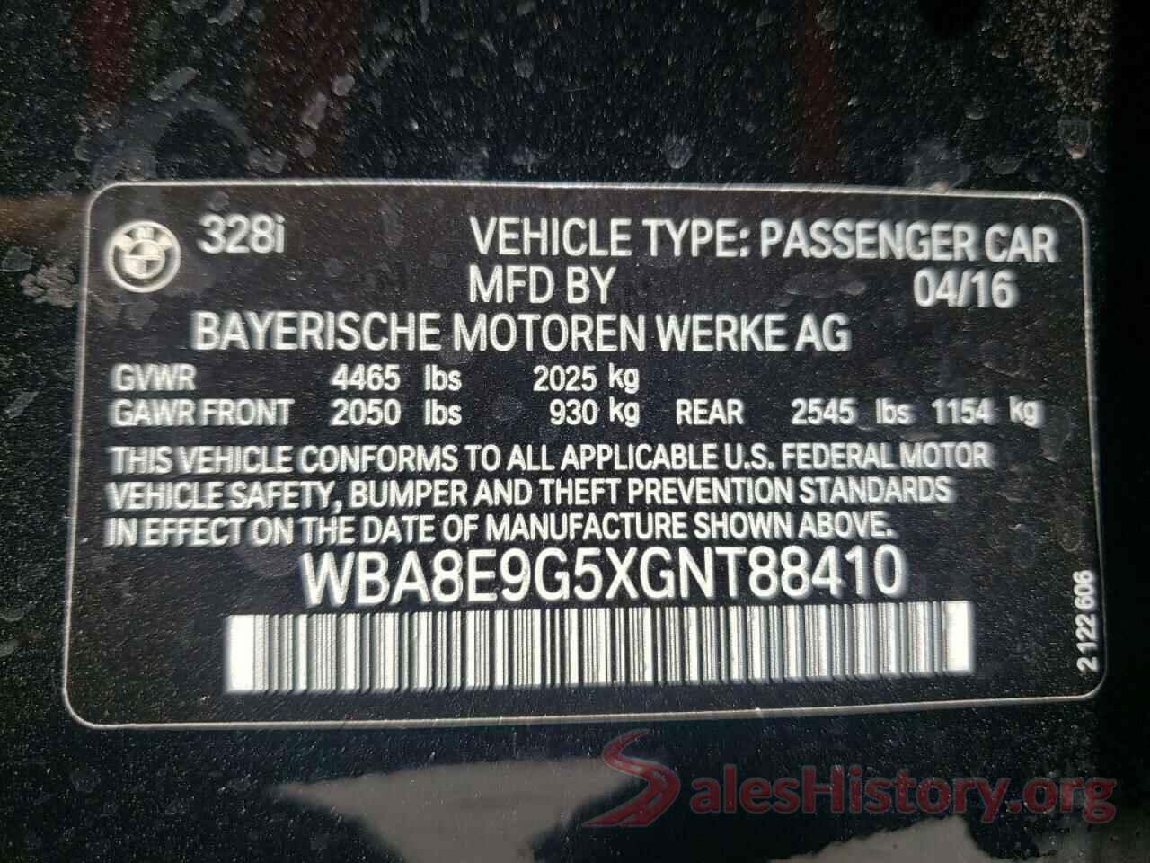 WBA8E9G5XGNT88410 2016 BMW 3 SERIES