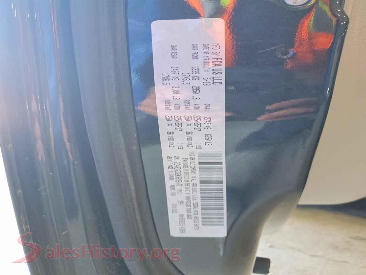 2019 DODGE CARAVAN VIN 2C4RDGCG9KR693477, trunk area