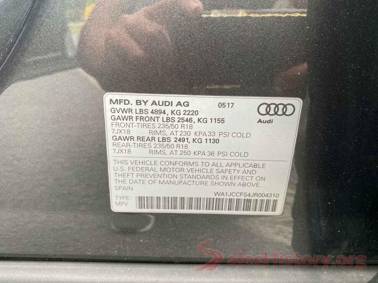 WA1JCCFS4JR004310 2018 AUDI Q3