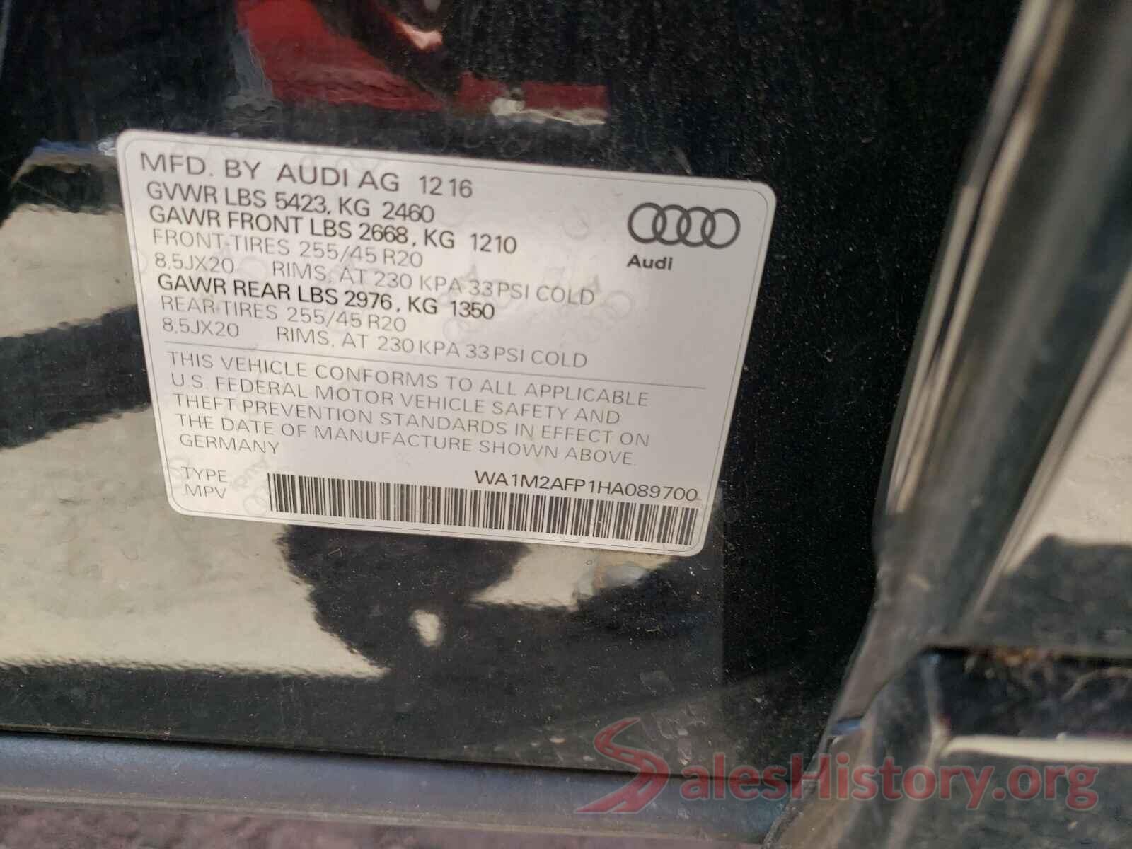 WA1M2AFP1HA089700 2017 AUDI Q5