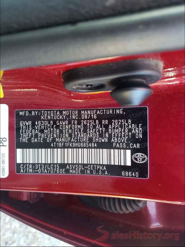 4T1BF1FK9HU665484 2017 TOYOTA CAMRY