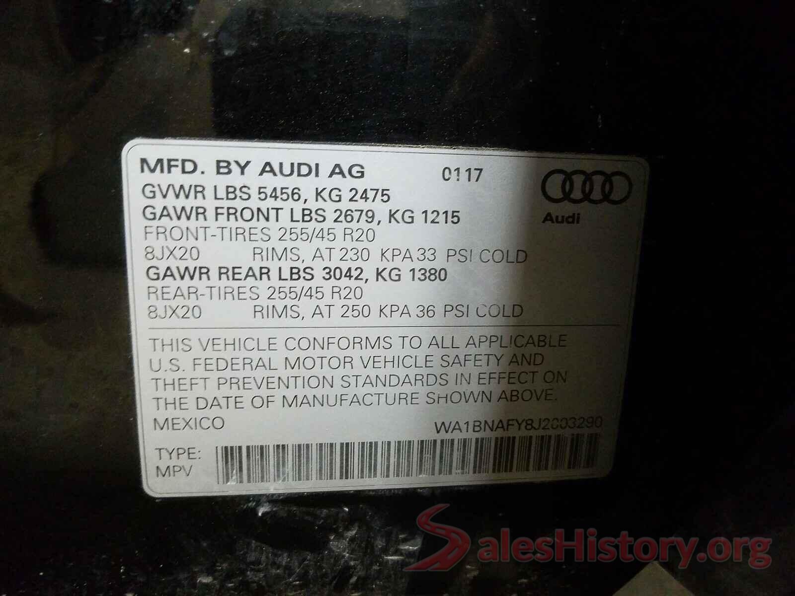 WA1BNAFY8J2003290 2018 AUDI Q5