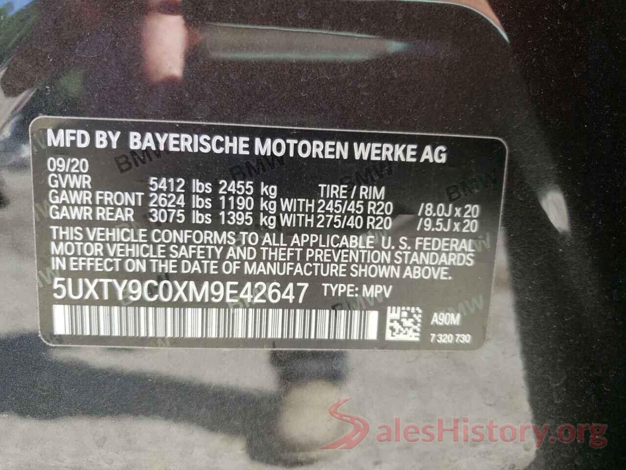 5UXTY9C0XM9E42647 2021 BMW X3