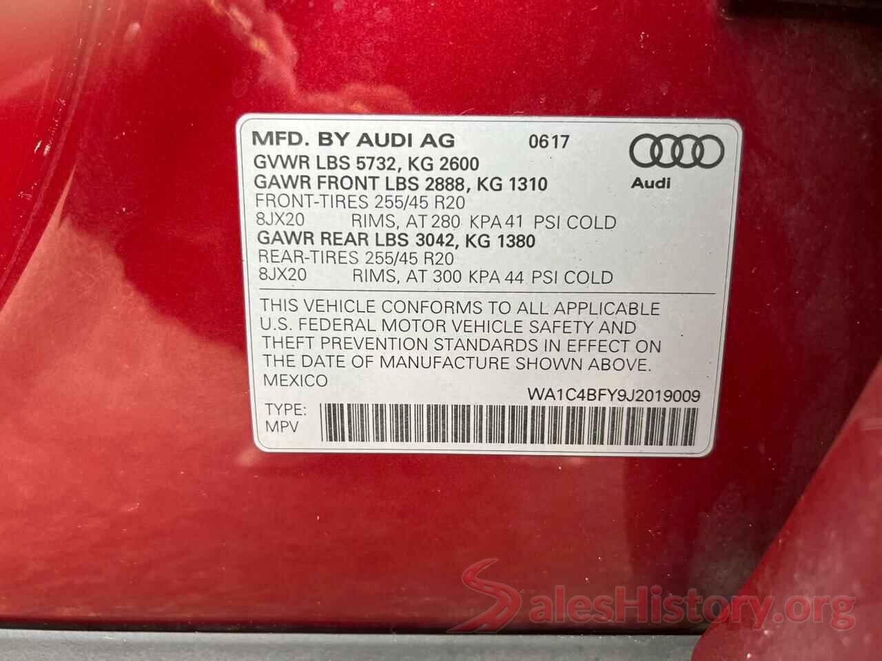 WA1C4BFY9J2019009 2018 AUDI SQ5