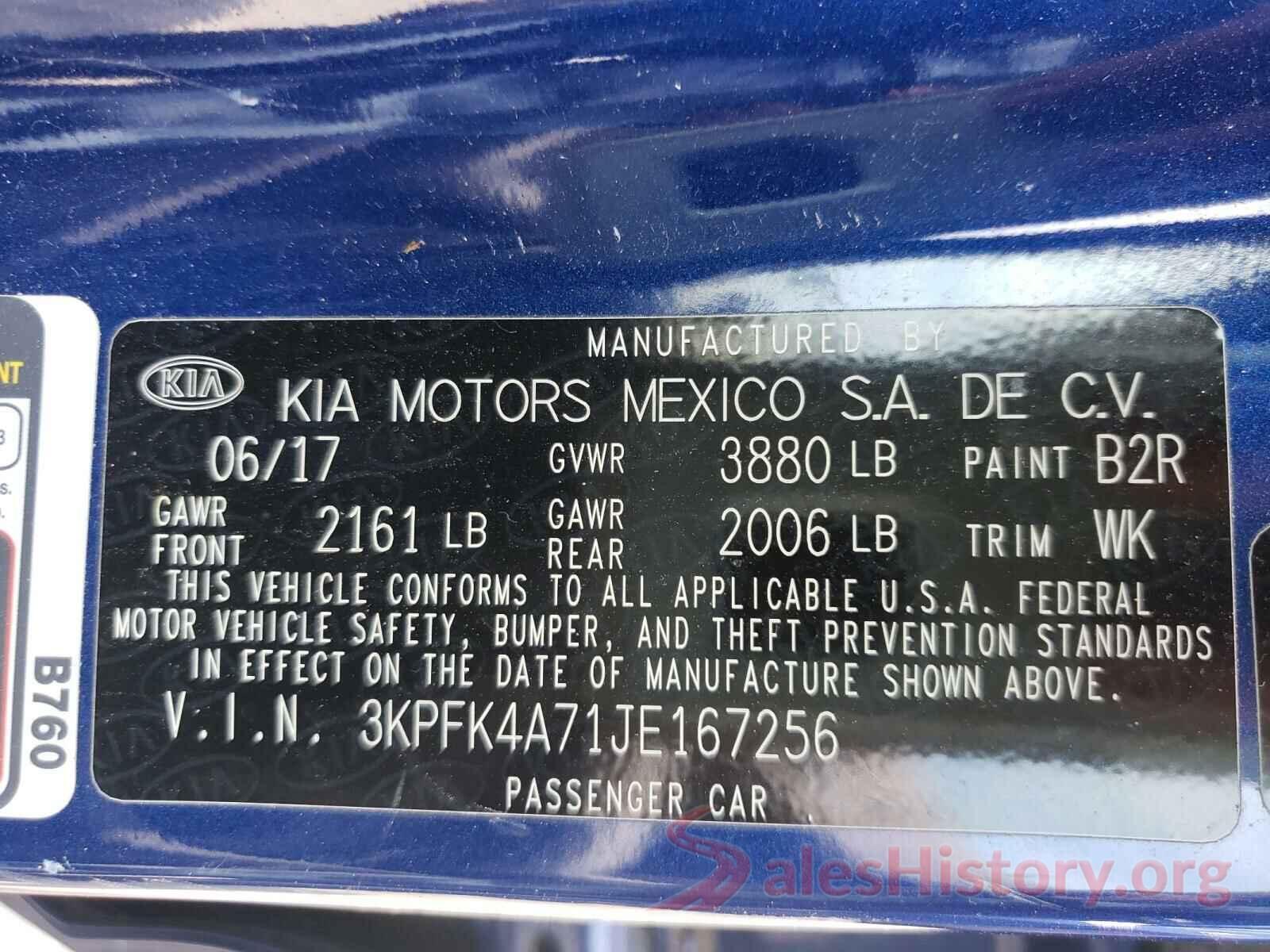 3KPFK4A71JE167256 2018 KIA FORTE