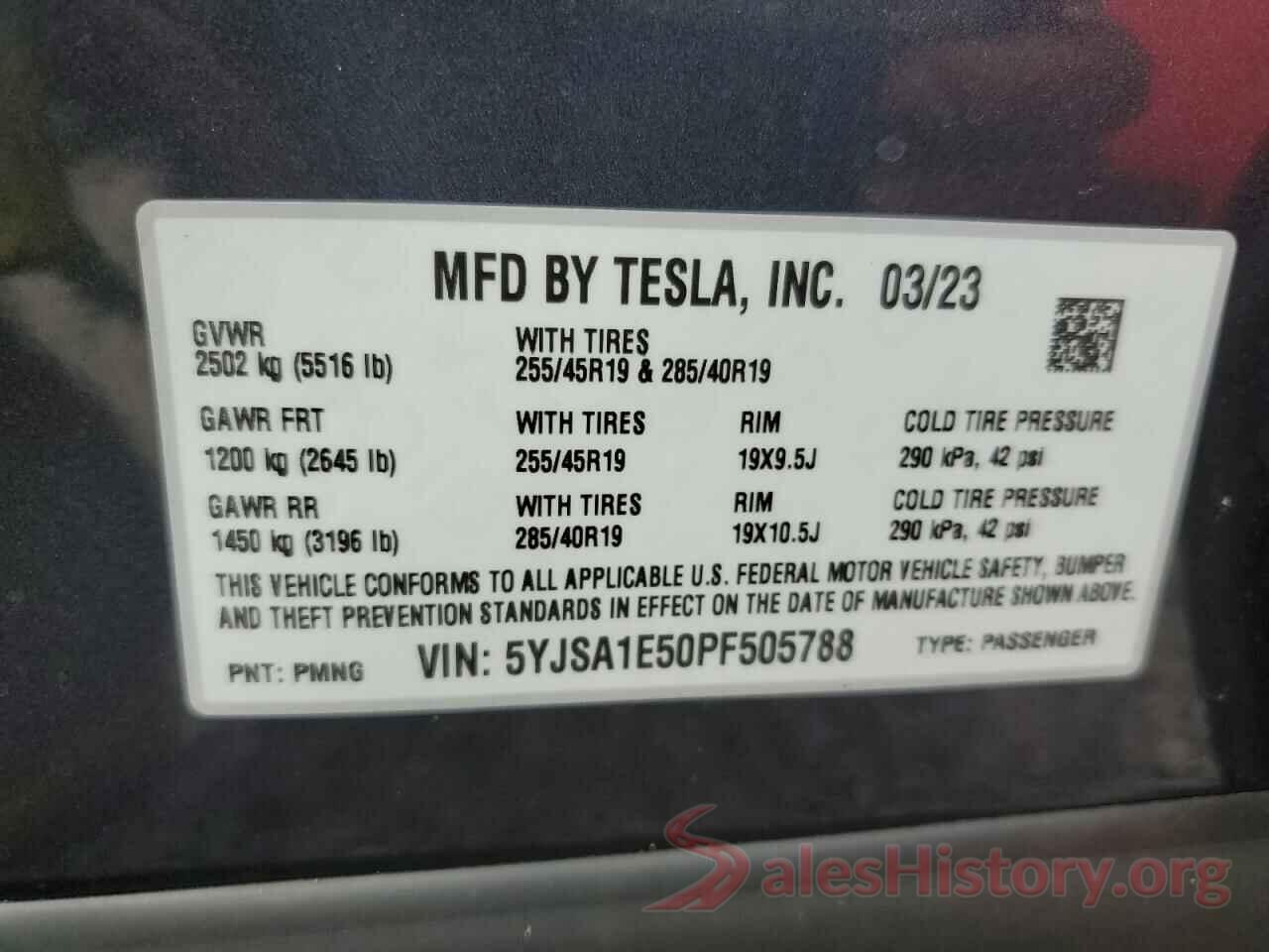 5YJSA1E50PF505788 2023 TESLA MODEL S