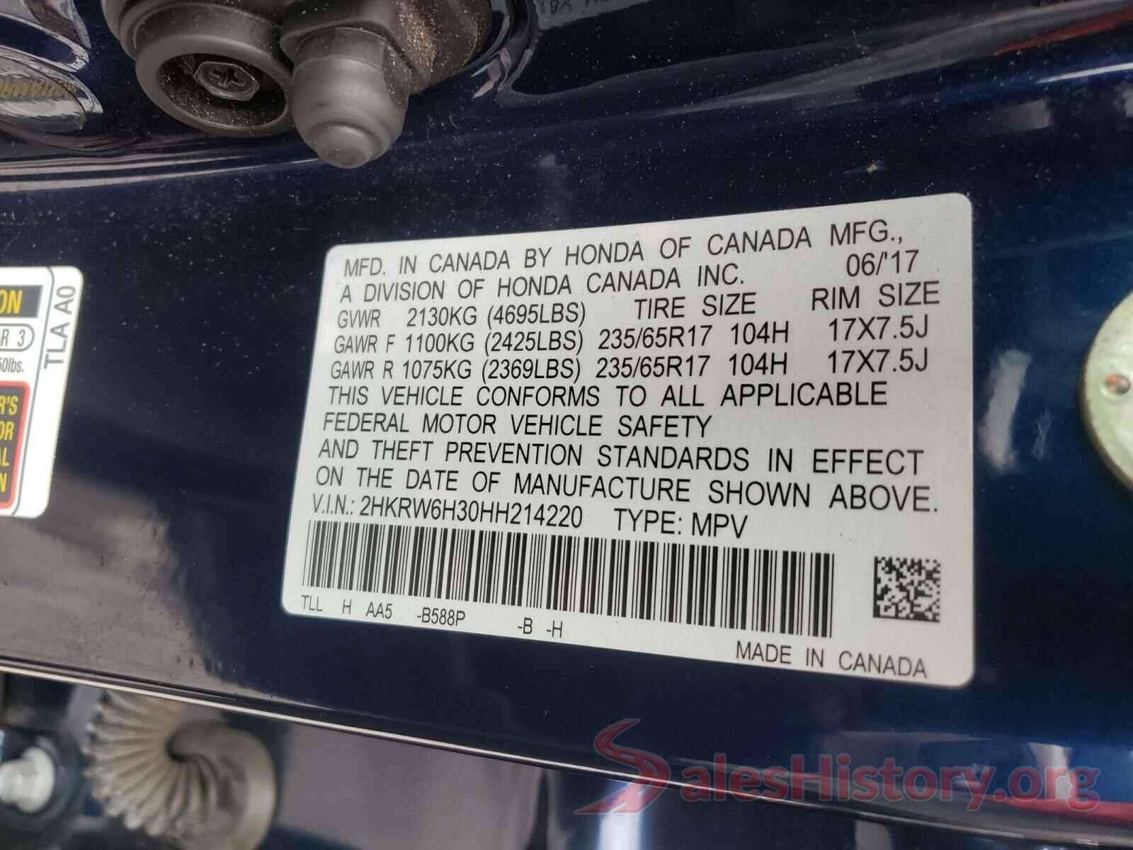 2HKRW6H30HH214220 2017 HONDA CRV