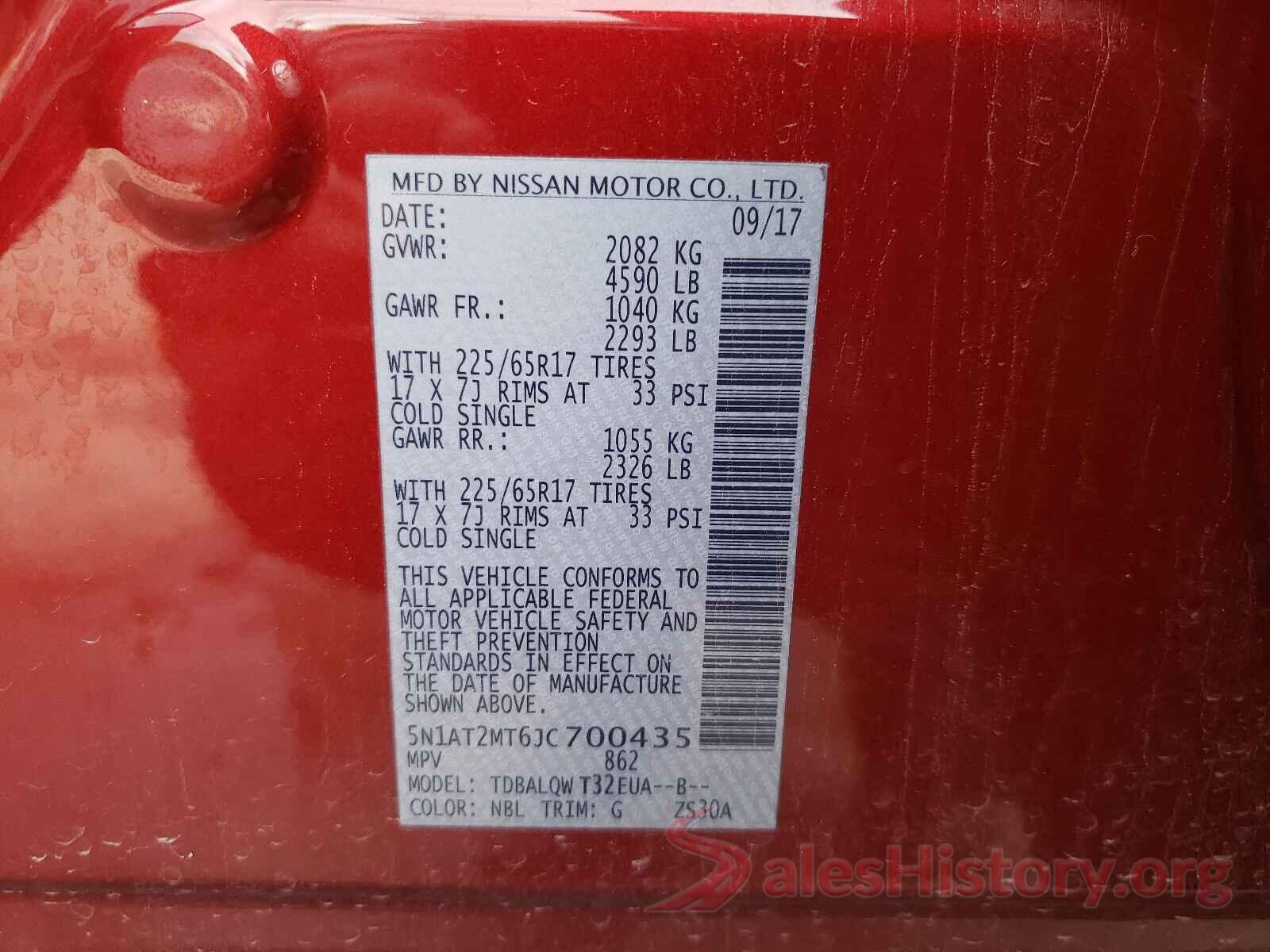 5N1AT2MT6JC700435 2018 NISSAN ROGUE