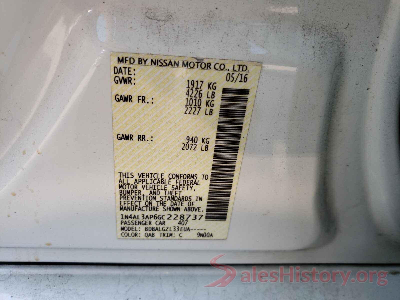 1N4AL3AP6GC228737 2016 NISSAN ALTIMA