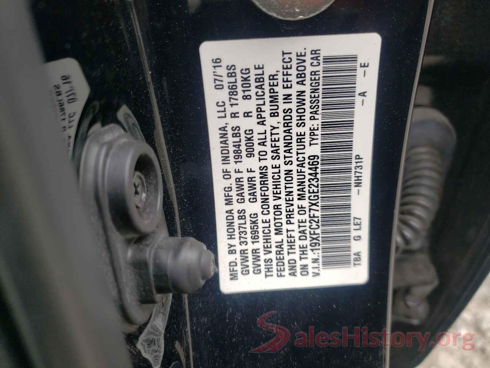 19XFC2F7XGE234469 2016 HONDA CIVIC