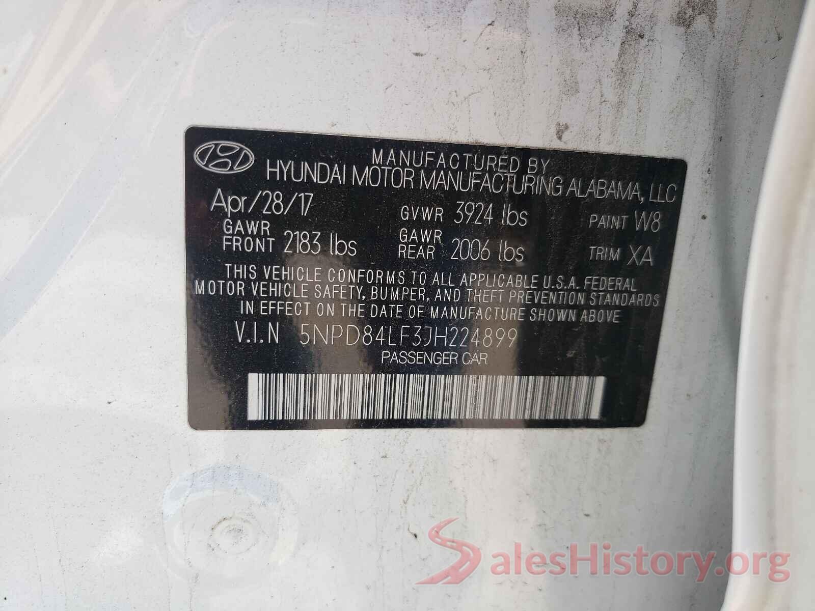 5NPD84LF3JH224899 2018 HYUNDAI ELANTRA