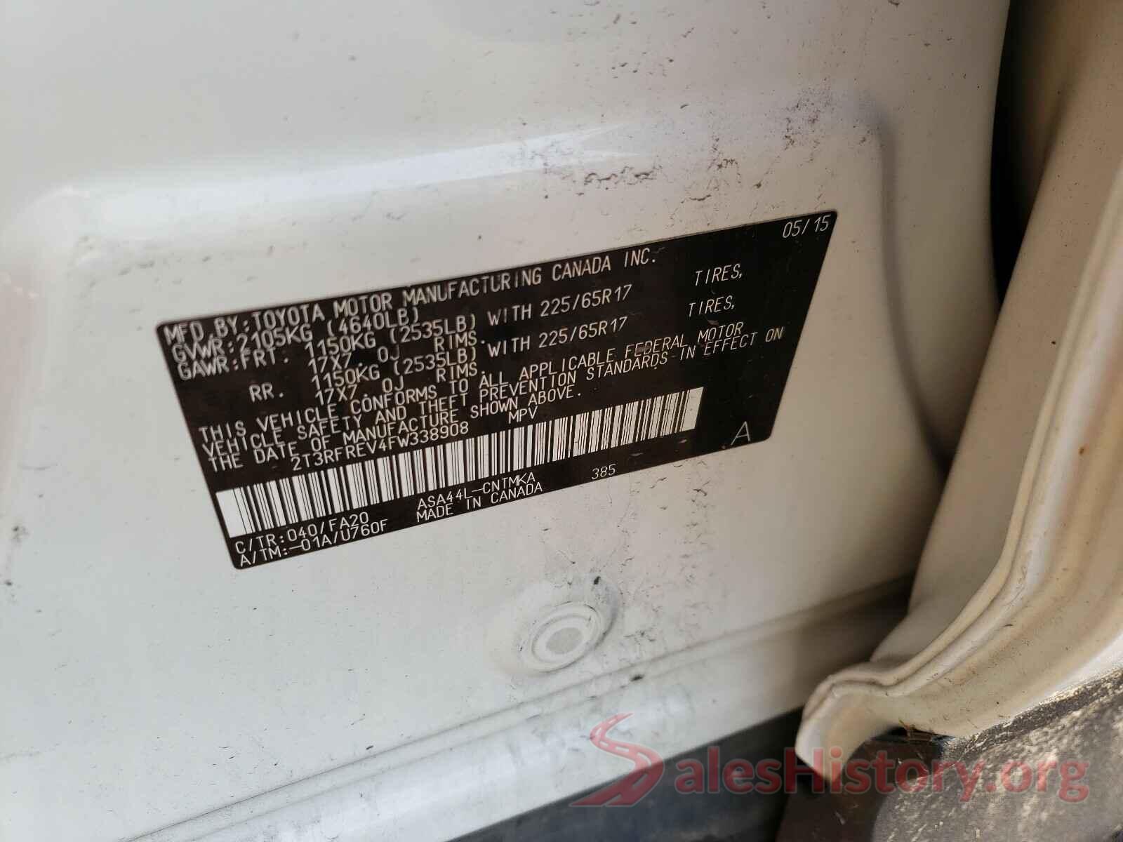 2T3RFREV4FW338908 2015 TOYOTA RAV4