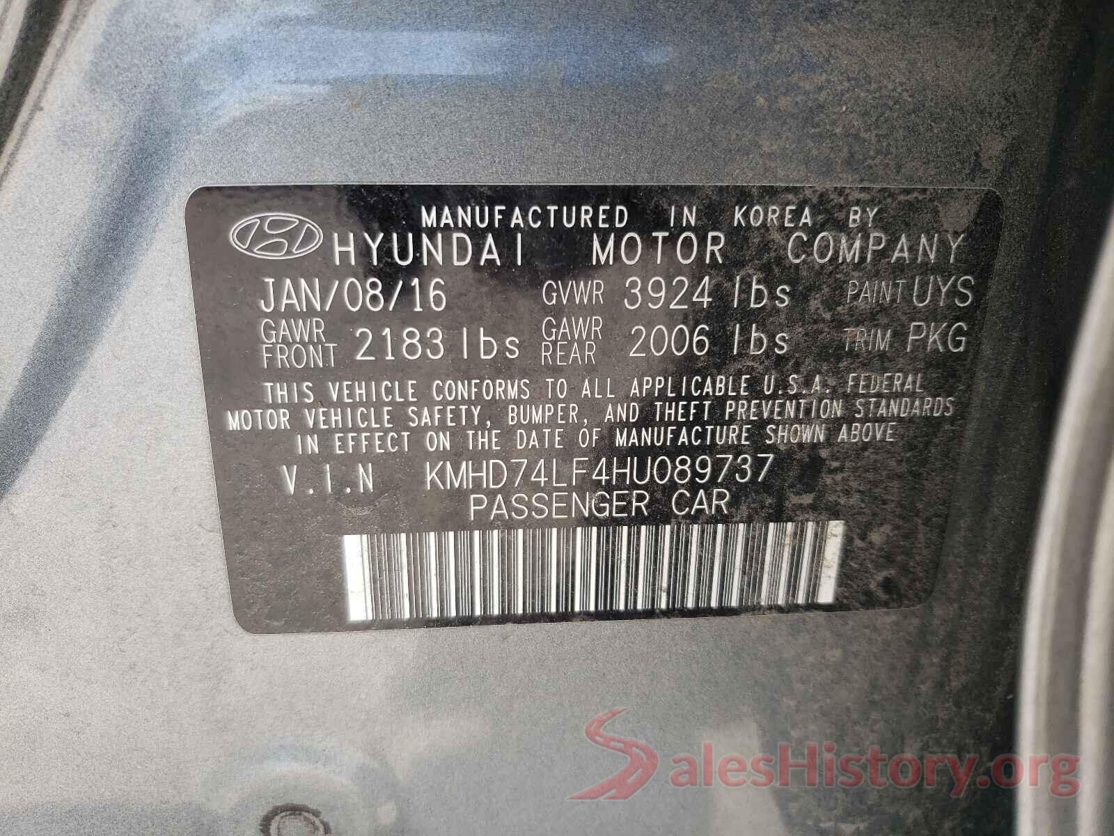 KMHD74LF4HU089737 2017 HYUNDAI ELANTRA