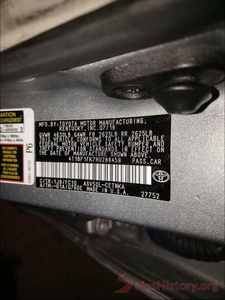 4T1BF1FK7HU288458 2017 TOYOTA CAMRY