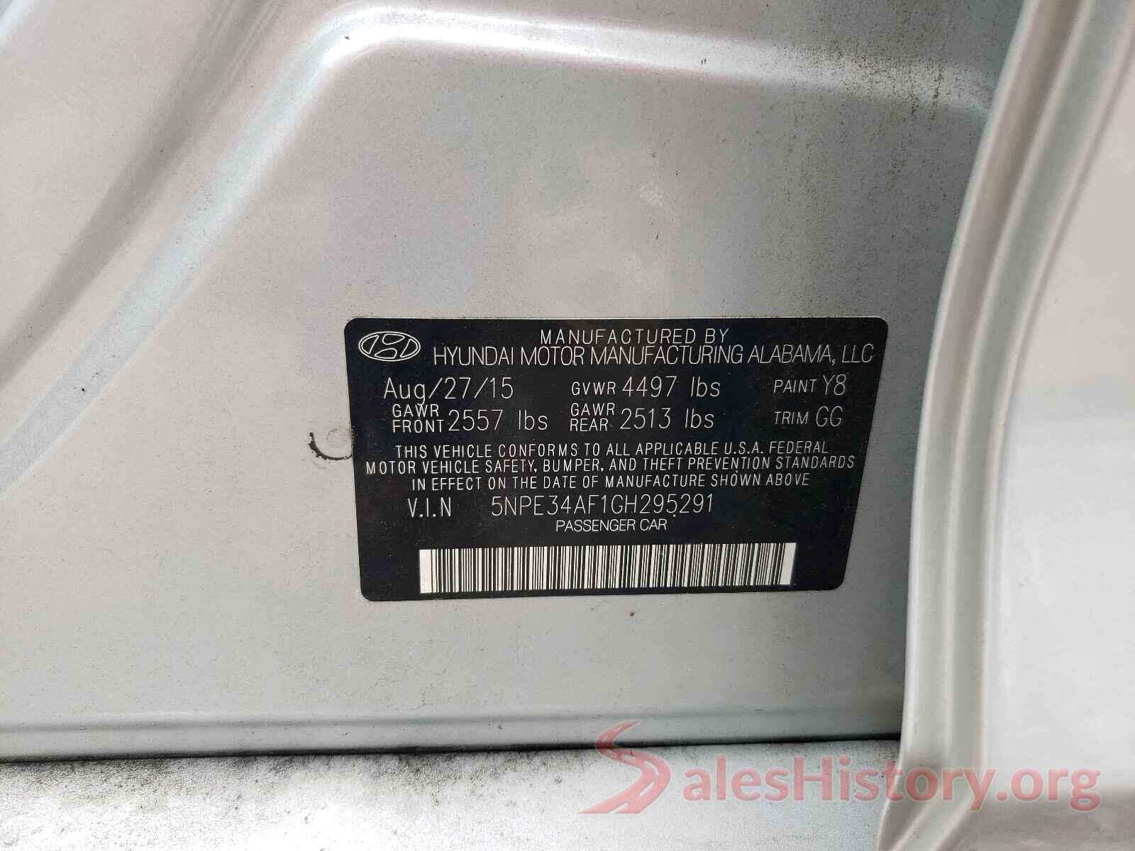 5NPE34AF1GH295291 2016 HYUNDAI SONATA