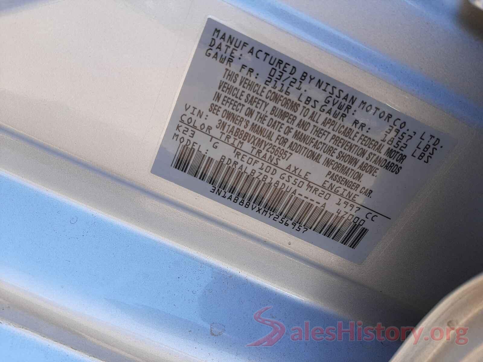 3N1AB8BVXMY256957 2021 NISSAN SENTRA