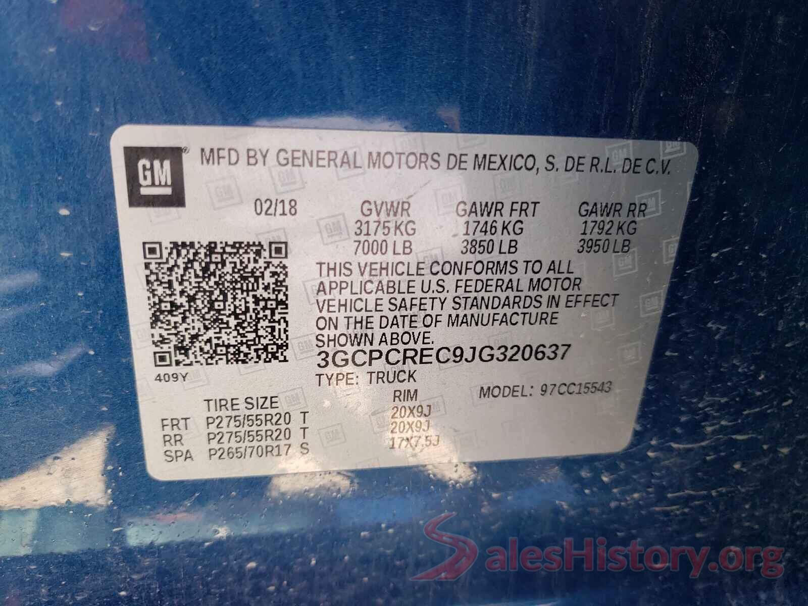 3GCPCREC9JG320637 2018 CHEVROLET SILVERADO