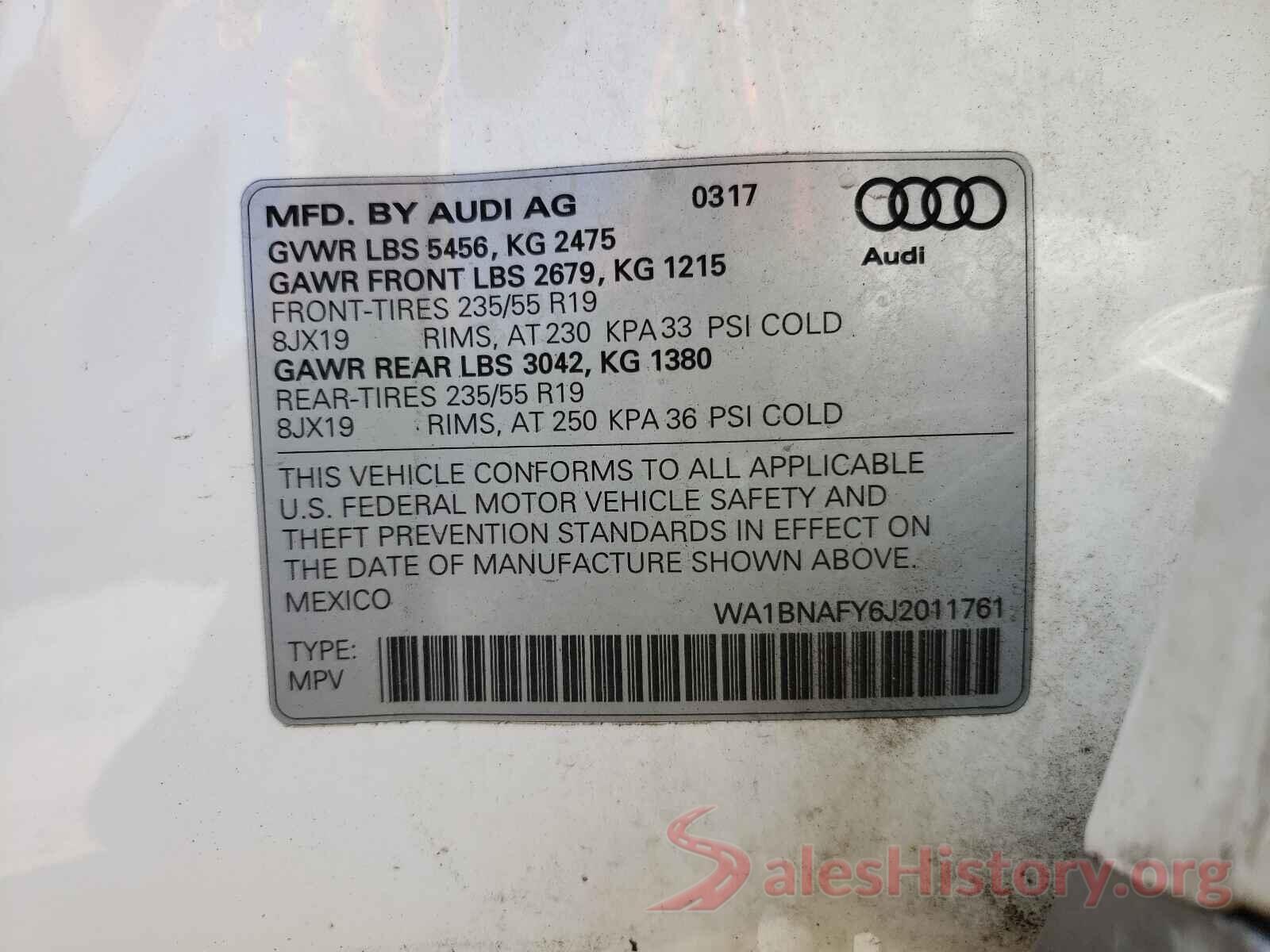 WA1BNAFY6J2011761 2018 AUDI Q5