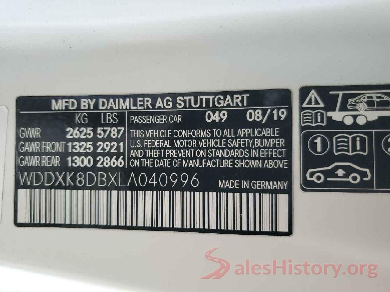 WDDXK8DBXLA040996 2020 MERCEDES-BENZ S-CLASS