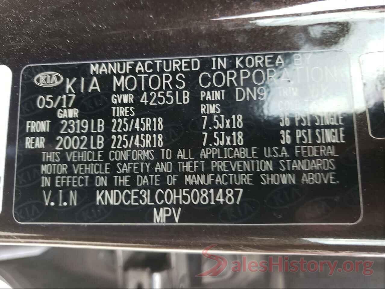 KNDCE3LC0H5081487 2017 KIA NIRO