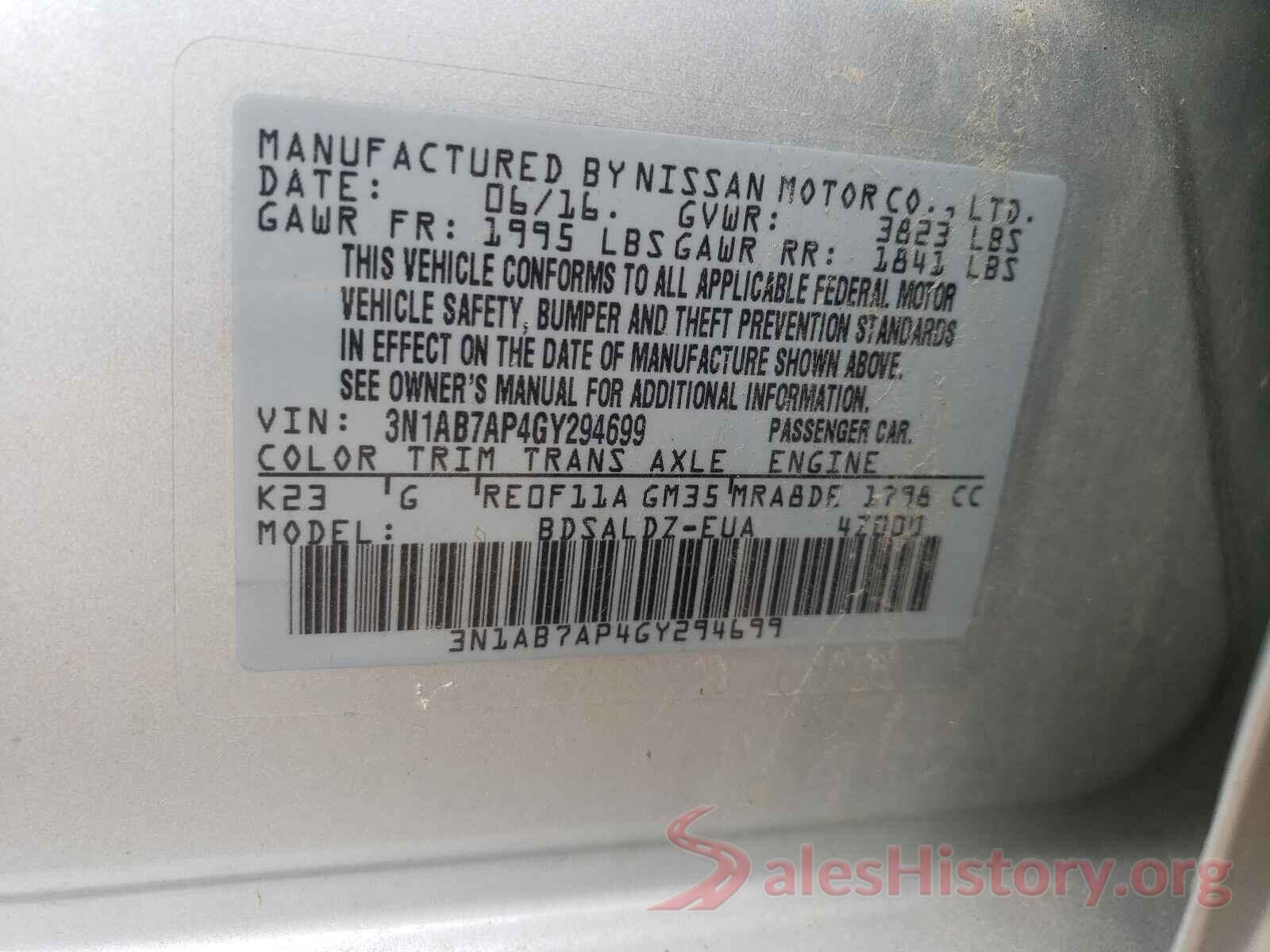 3N1AB7AP4GY294699 2016 NISSAN SENTRA