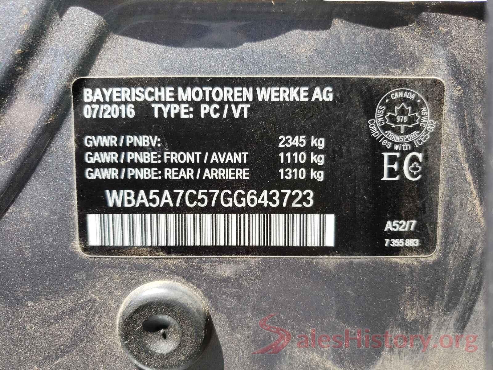 WBA5A7C57GG643723 2016 BMW 5 SERIES