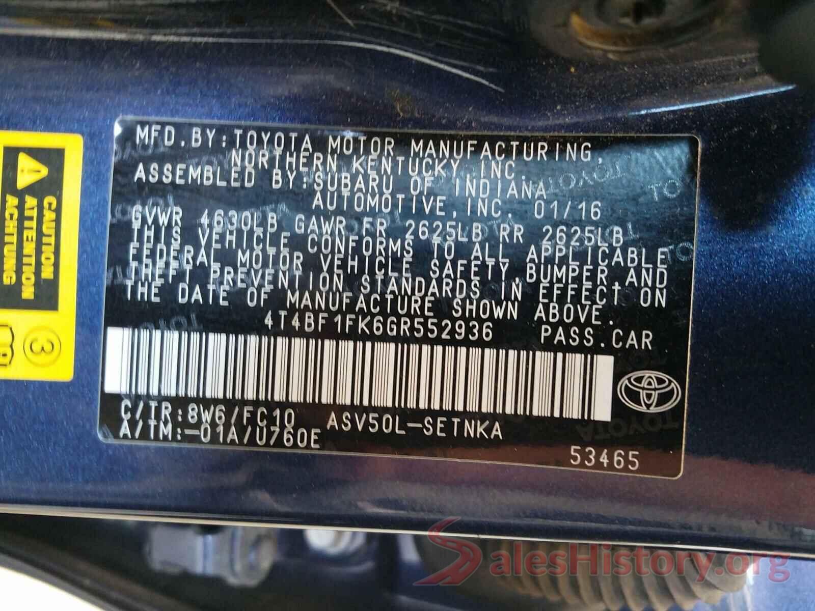 4T4BF1FK6GR552936 2016 TOYOTA CAMRY