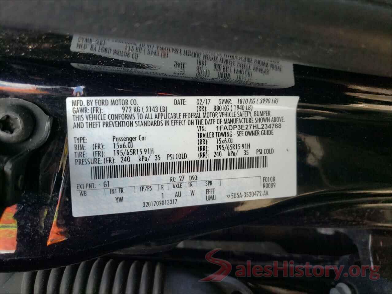 1FADP3E27HL234788 2017 FORD FOCUS