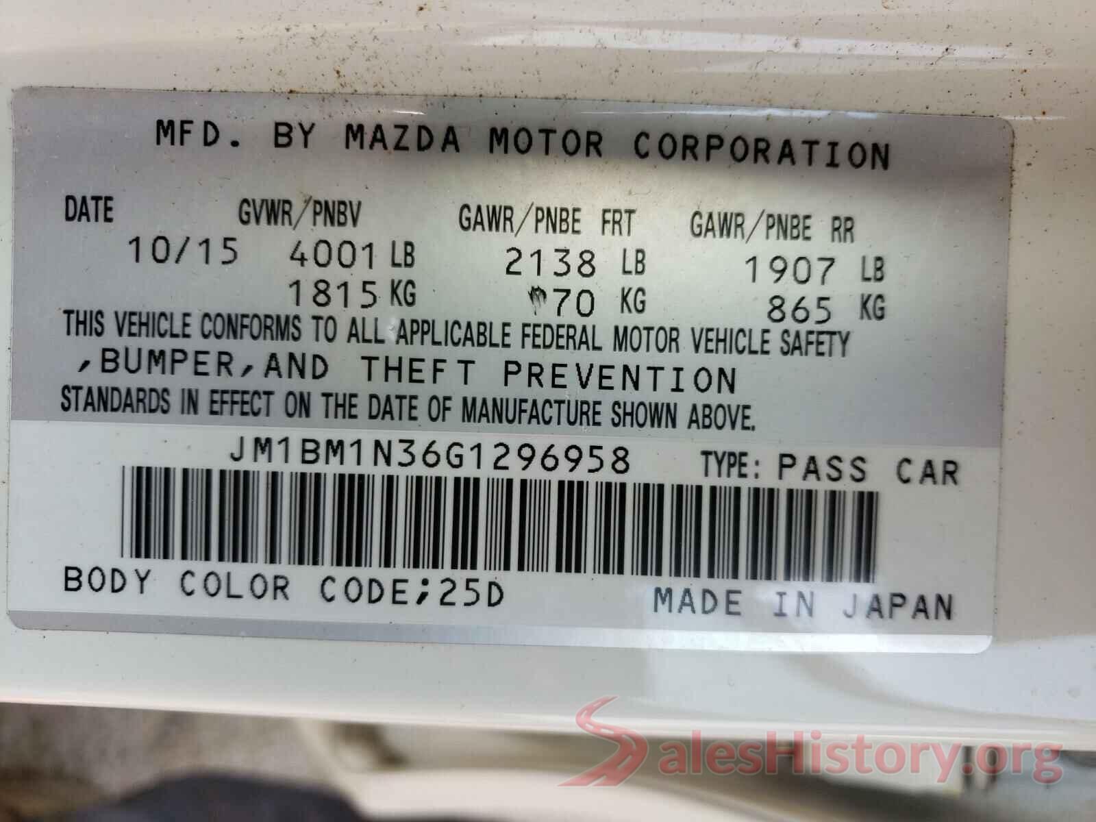 JM1BM1N36G1296958 2016 MAZDA 3