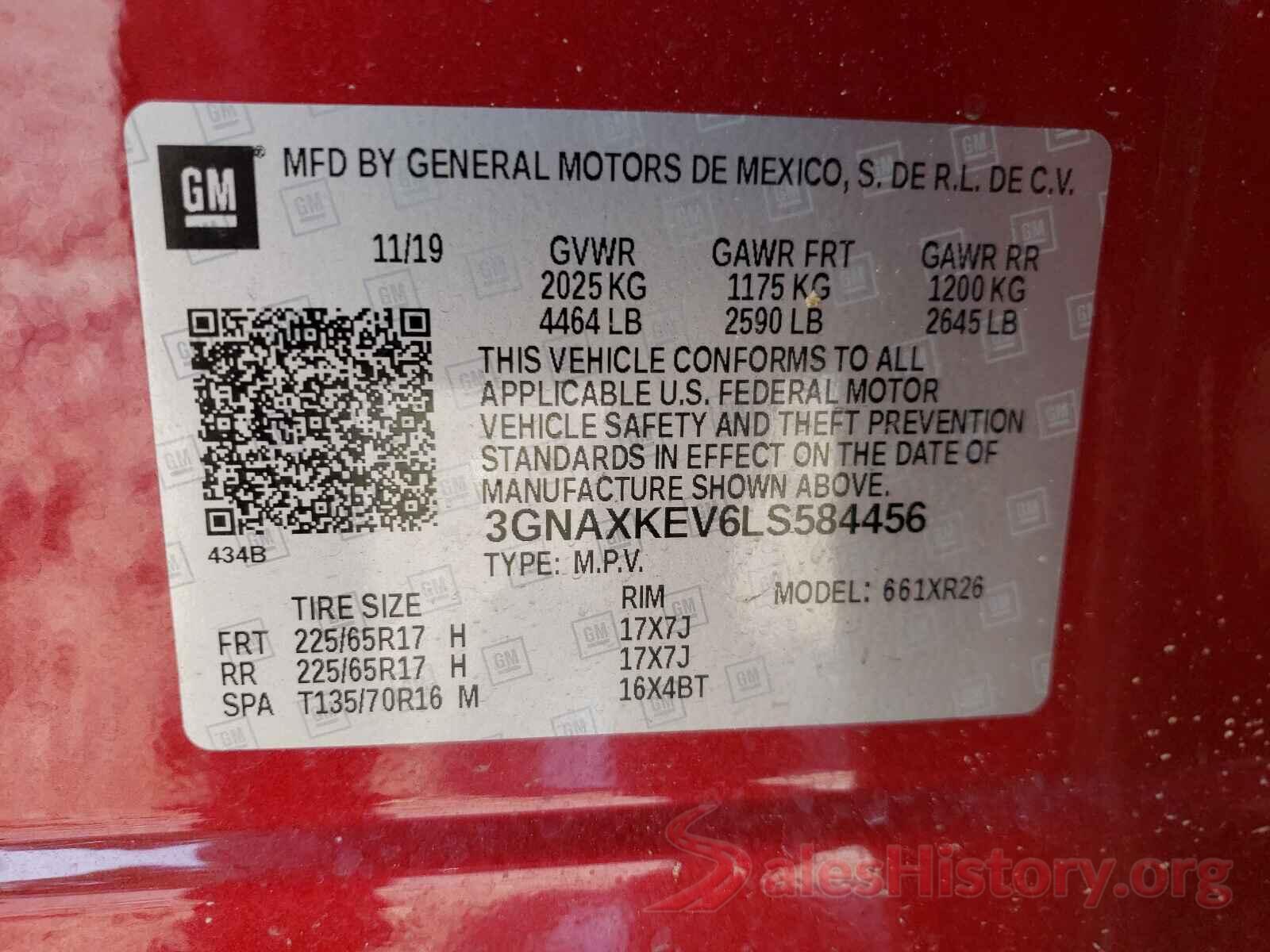 3GNAXKEV6LS584456 2020 CHEVROLET EQUINOX