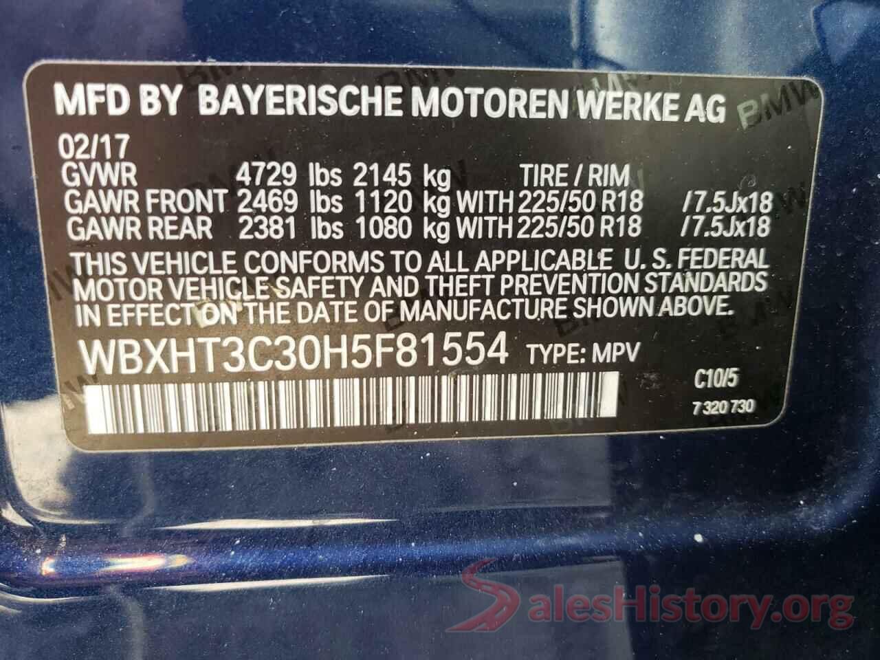 WBXHT3C30H5F81554 2017 BMW X1