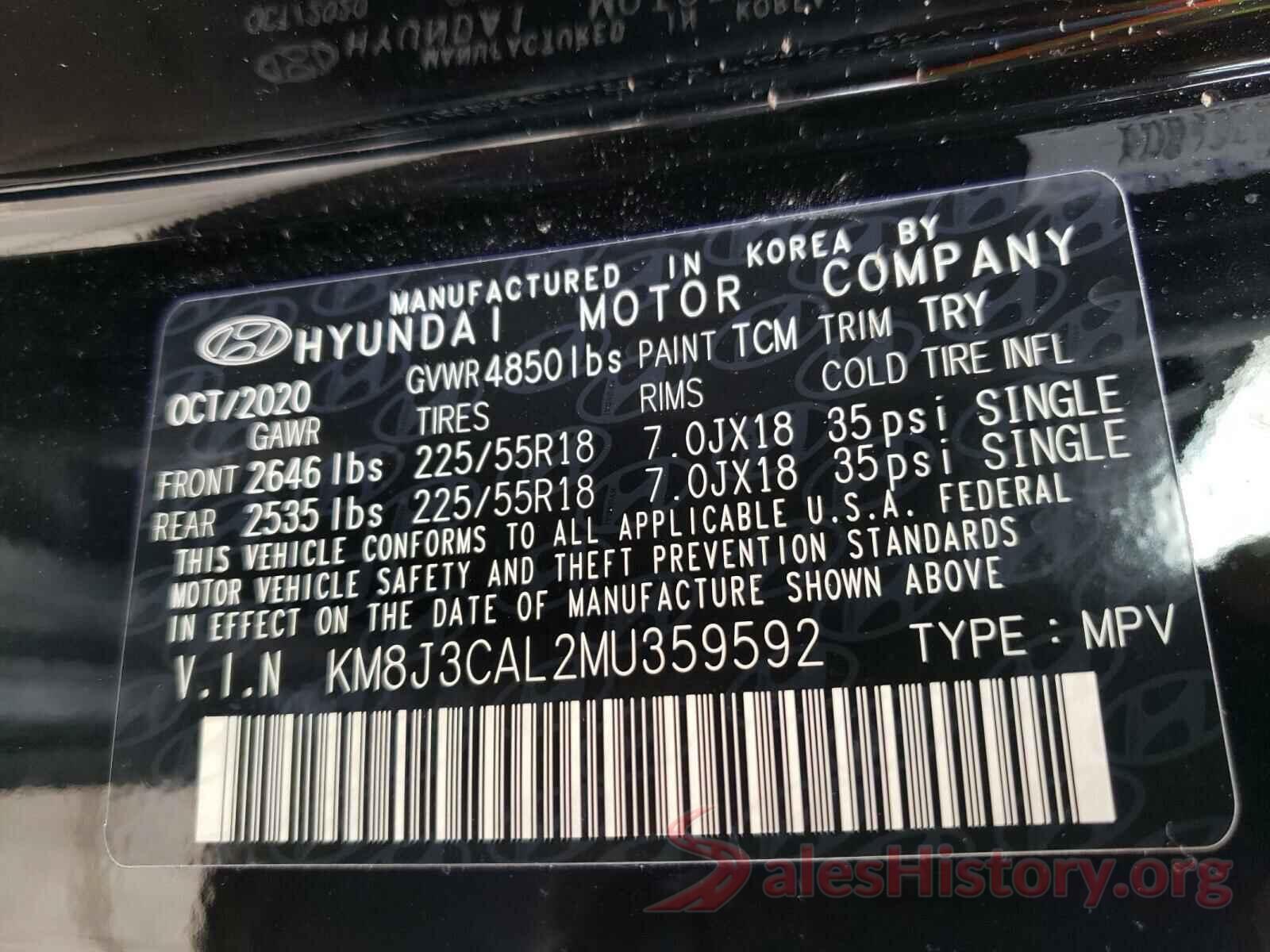 KM8J3CAL2MU359592 2021 HYUNDAI TUCSON