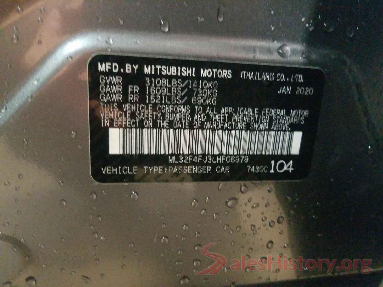 ML32F4FJ3LHF06979 2020 MITSUBISHI MIRAGE