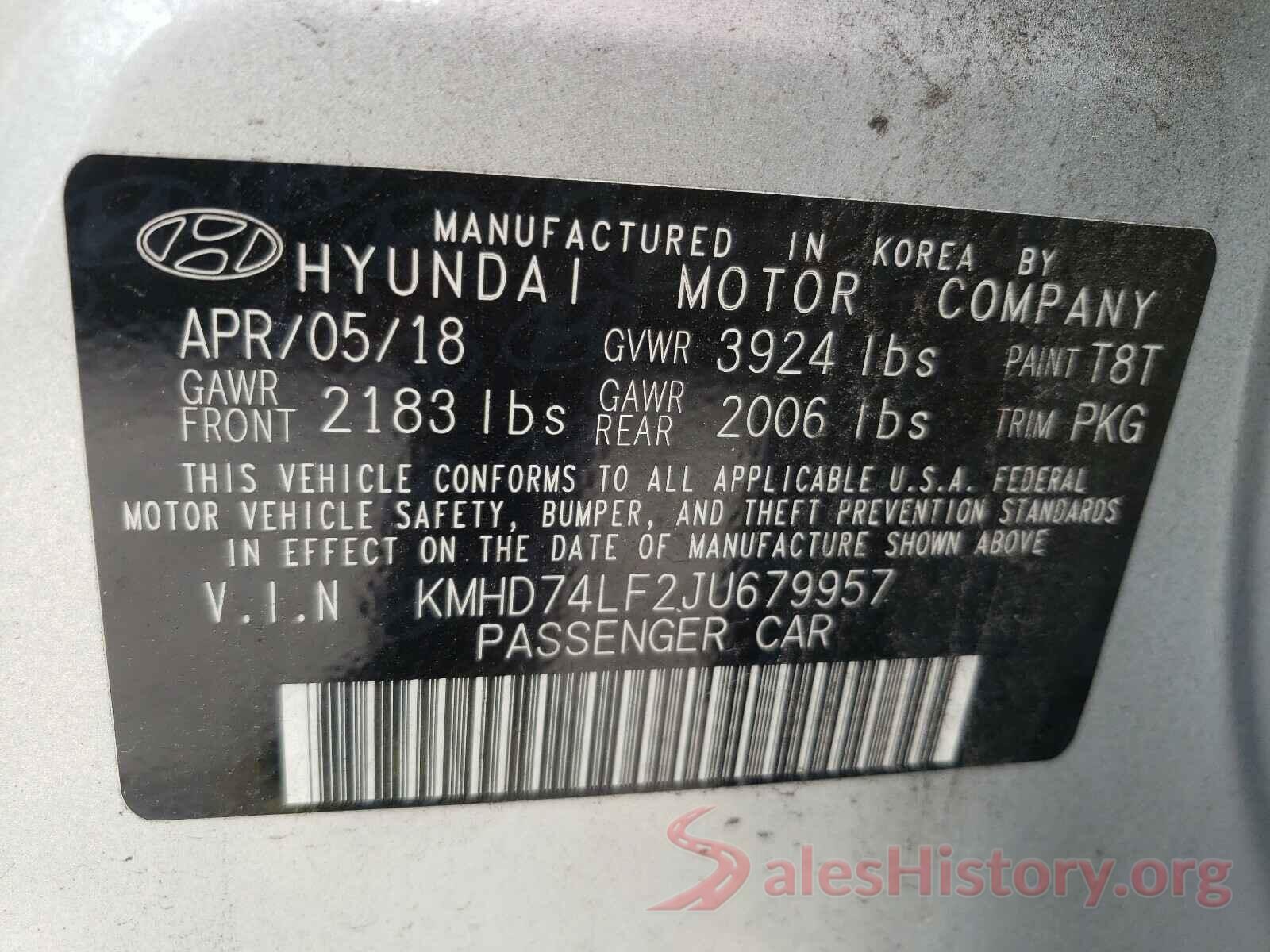 KMHD74LF2JU679957 2018 HYUNDAI ELANTRA