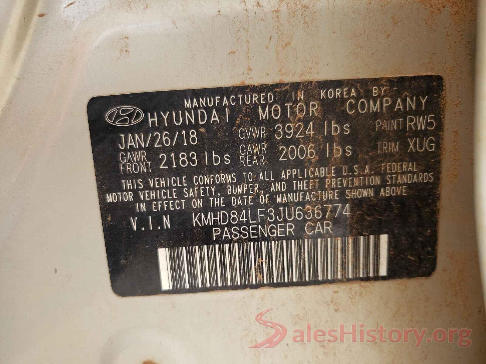 KMHD84LF3JU636774 2018 HYUNDAI ELANTRA