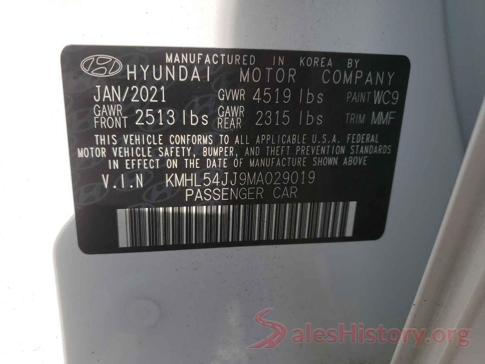 KMHL54JJ9MA029019 2021 HYUNDAI SONATA