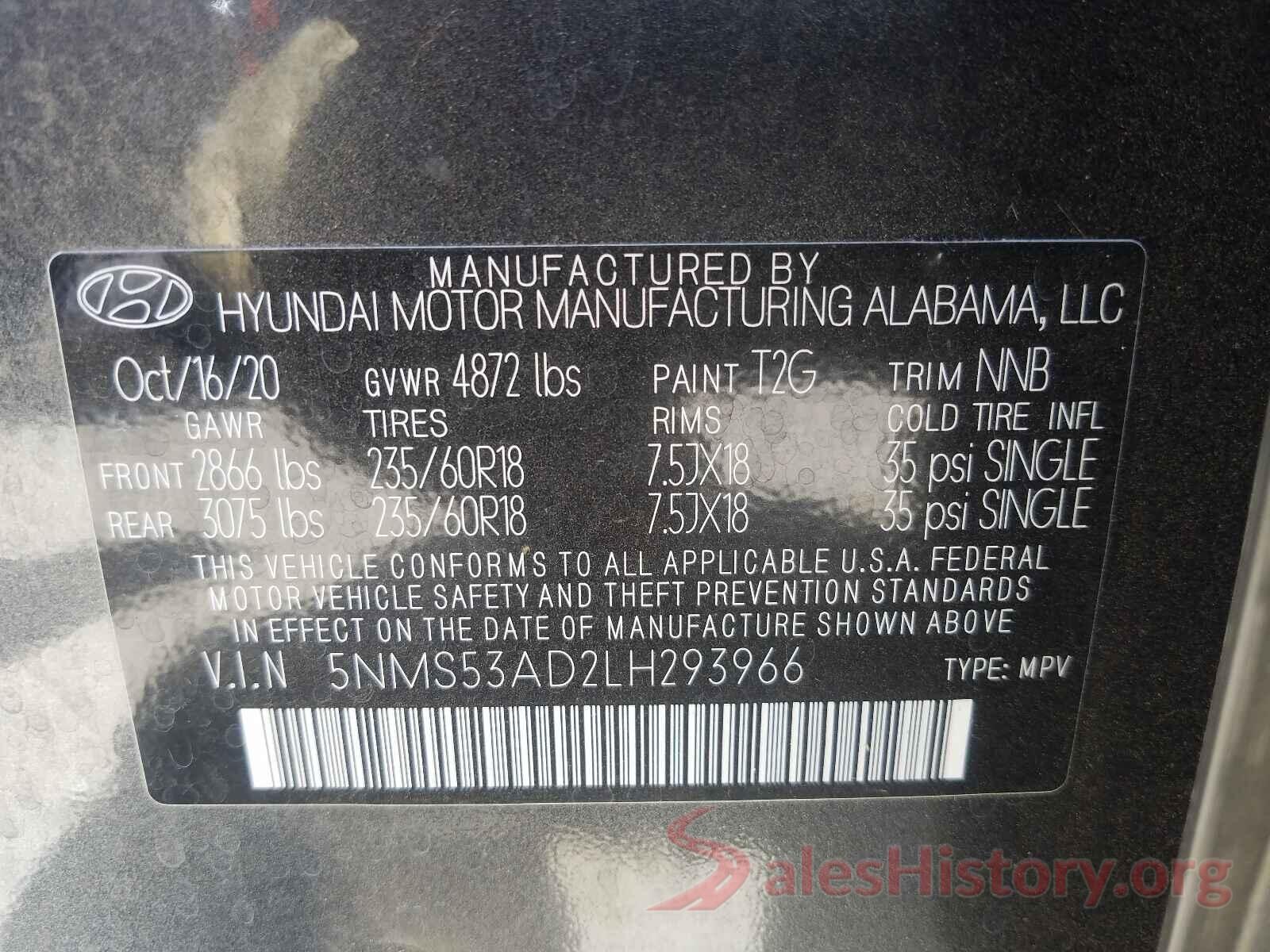 5NMS53AD2LH293966 2020 HYUNDAI SANTA FE