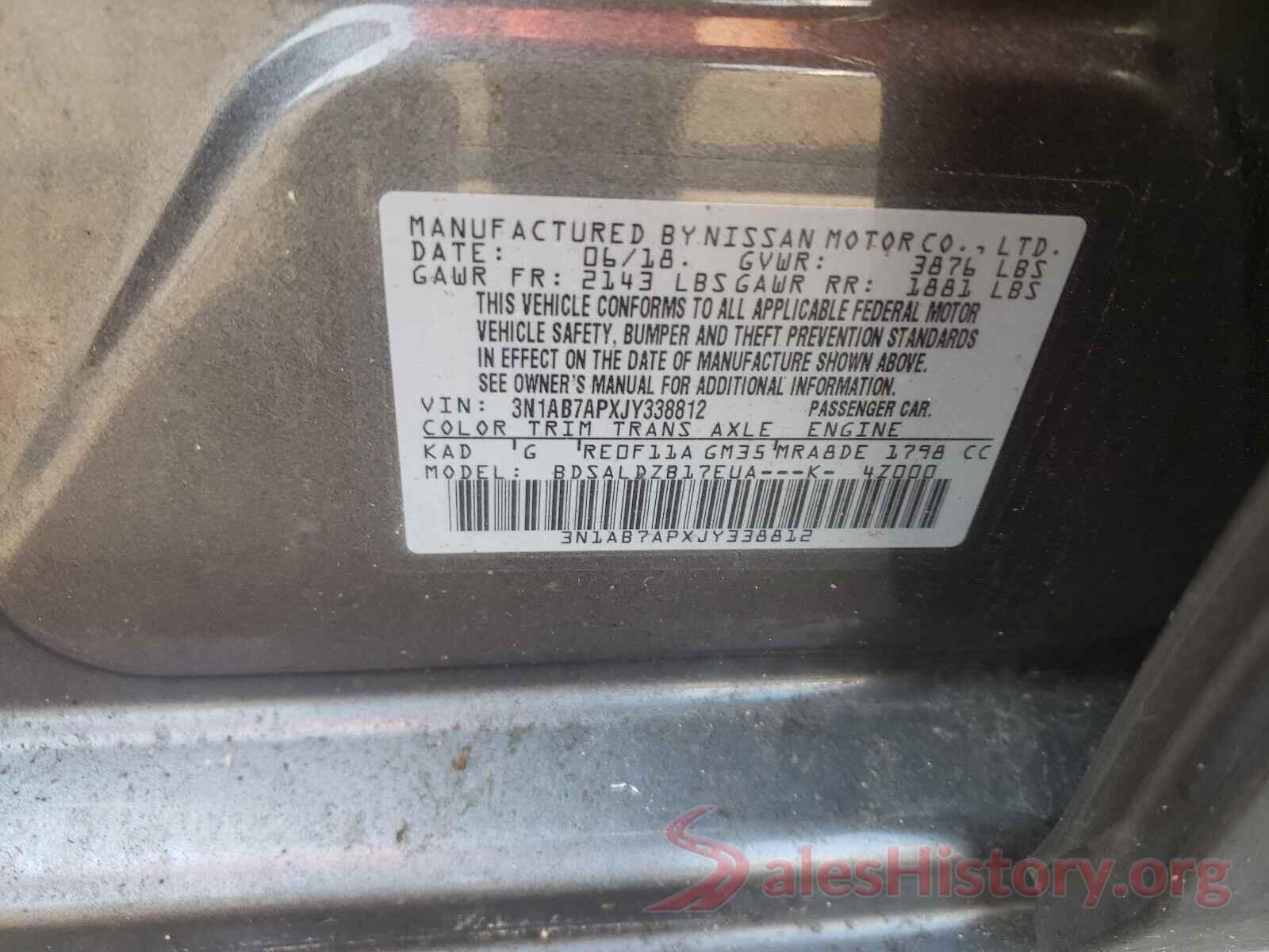 3N1AB7APXJY338812 2018 NISSAN SENTRA