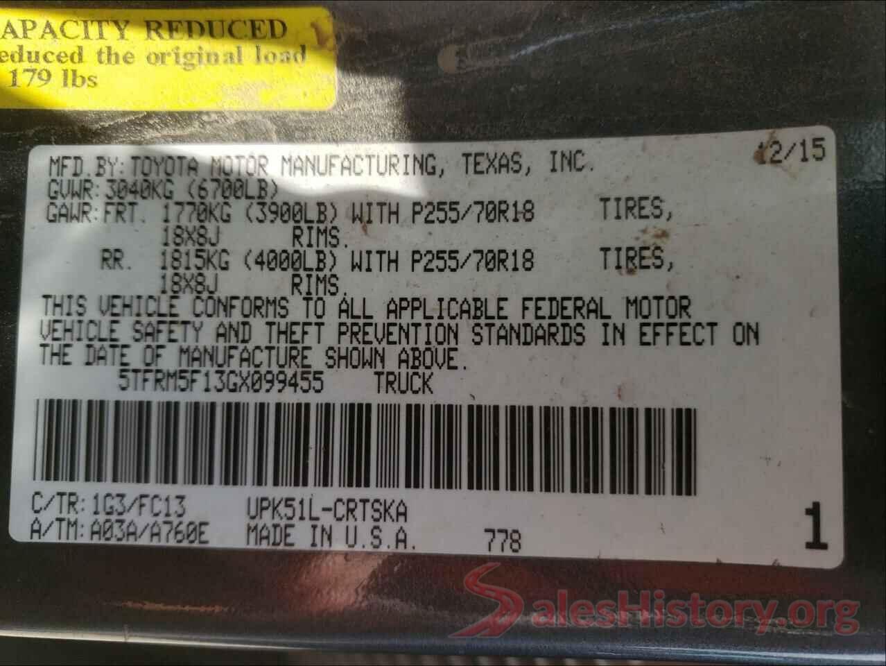 5TFRM5F13GX099455 2016 TOYOTA TUNDRA