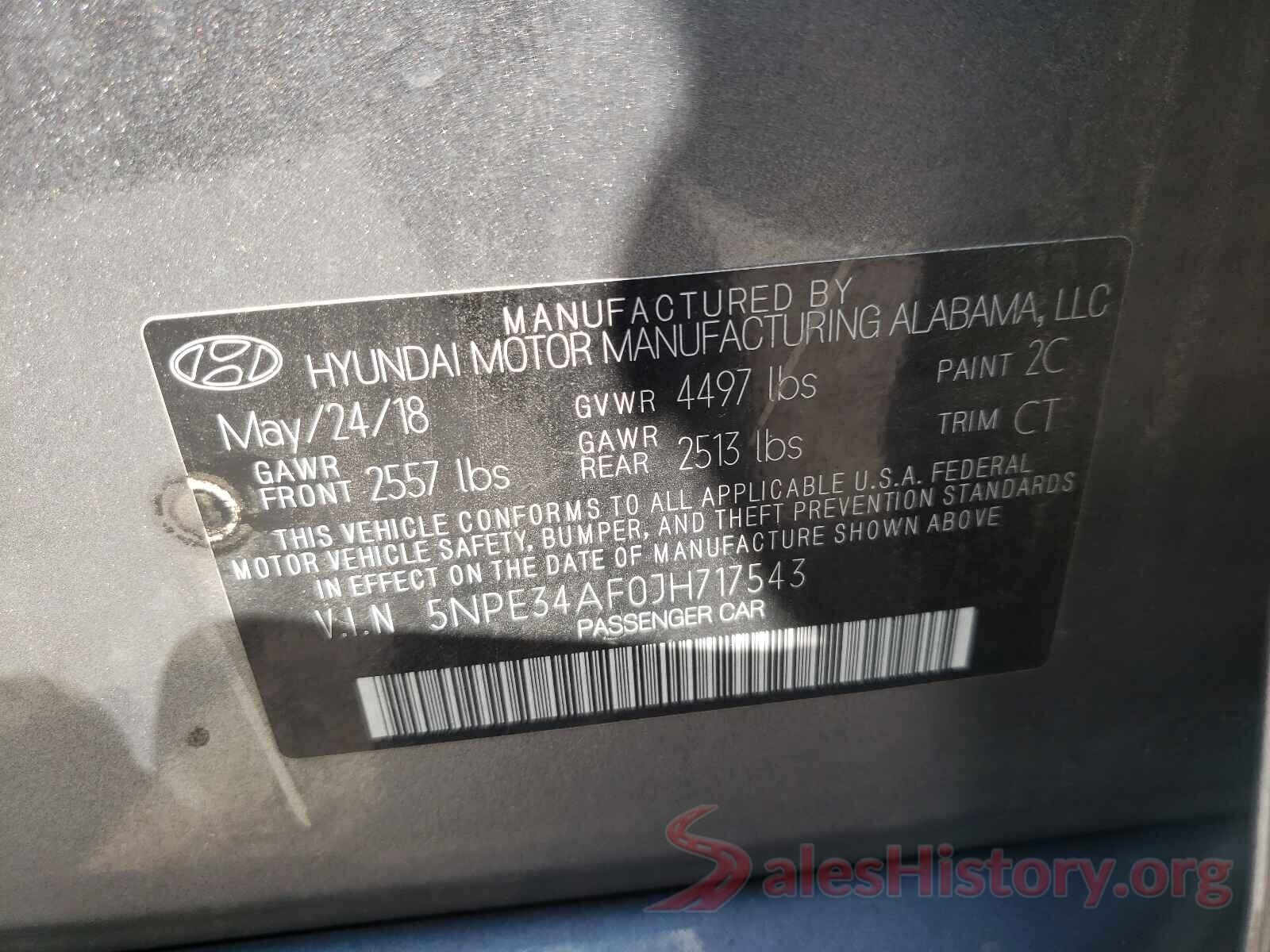 5NPE34AF0JH717543 2018 HYUNDAI SONATA