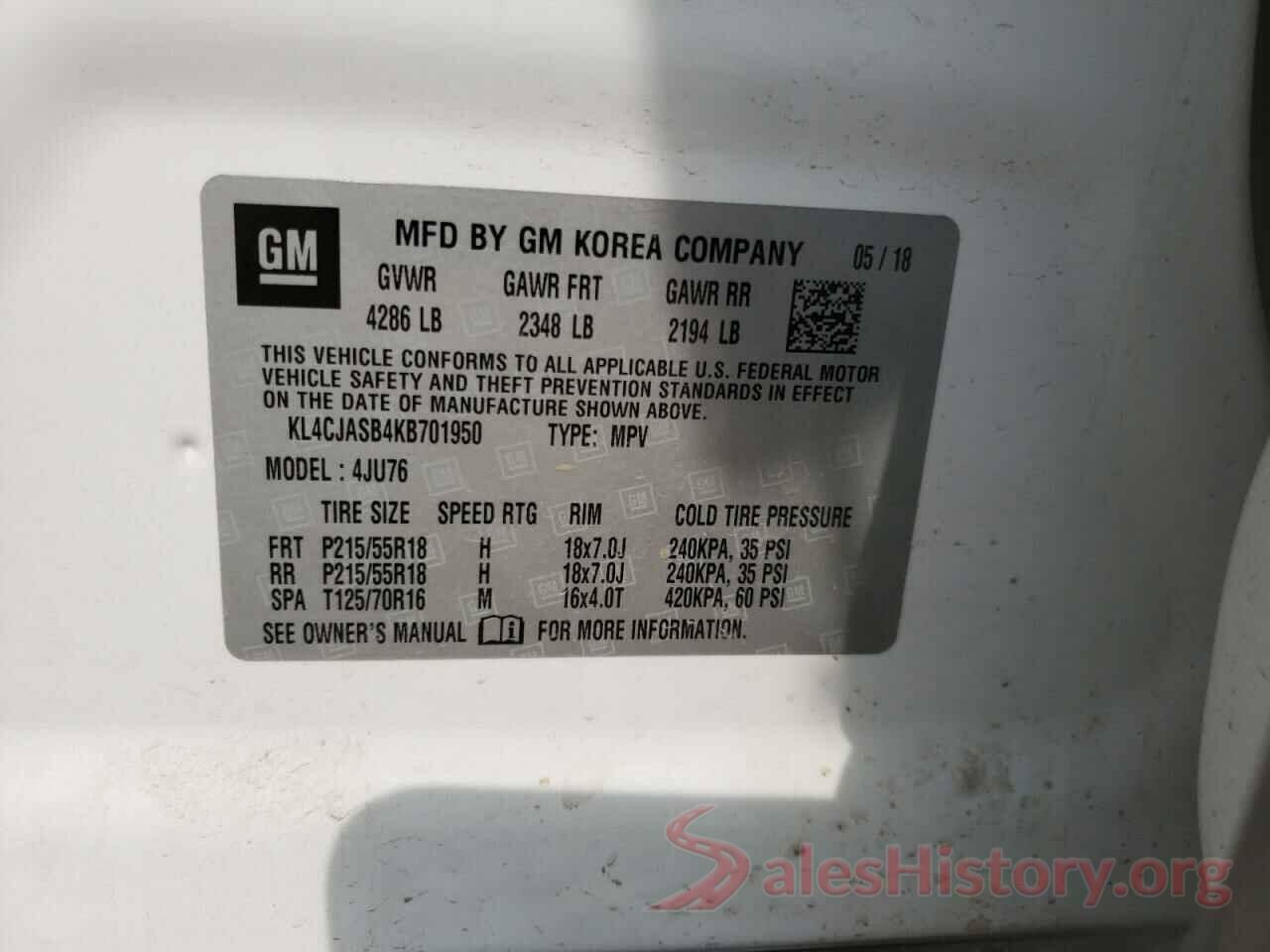 KL4CJASB4KB701950 2019 BUICK ENCORE